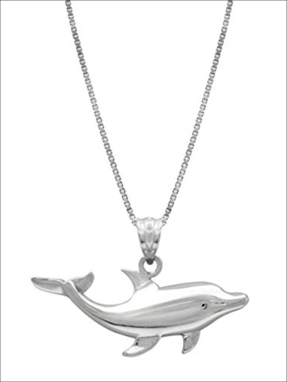 Sterling Silver Dolphin Ocean Sea Life Necklace Pendant with 18" Box Chain